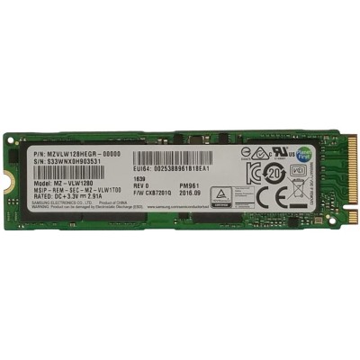 Samsung  PM961  128GB (M.2 2280 / Inter face PCIe gen3 /  Read Speed up to 2800MB/s)
